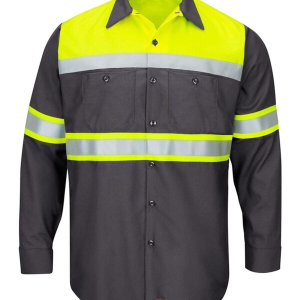 Red Kap Men's Tall Hi-Visibility Colorblock Ripstop Long Sleeve Work Shirt SY70T Men's Tall Hi-Visibility Colorblock Ripstop Long Sleeve Work Shirt Thumbnail